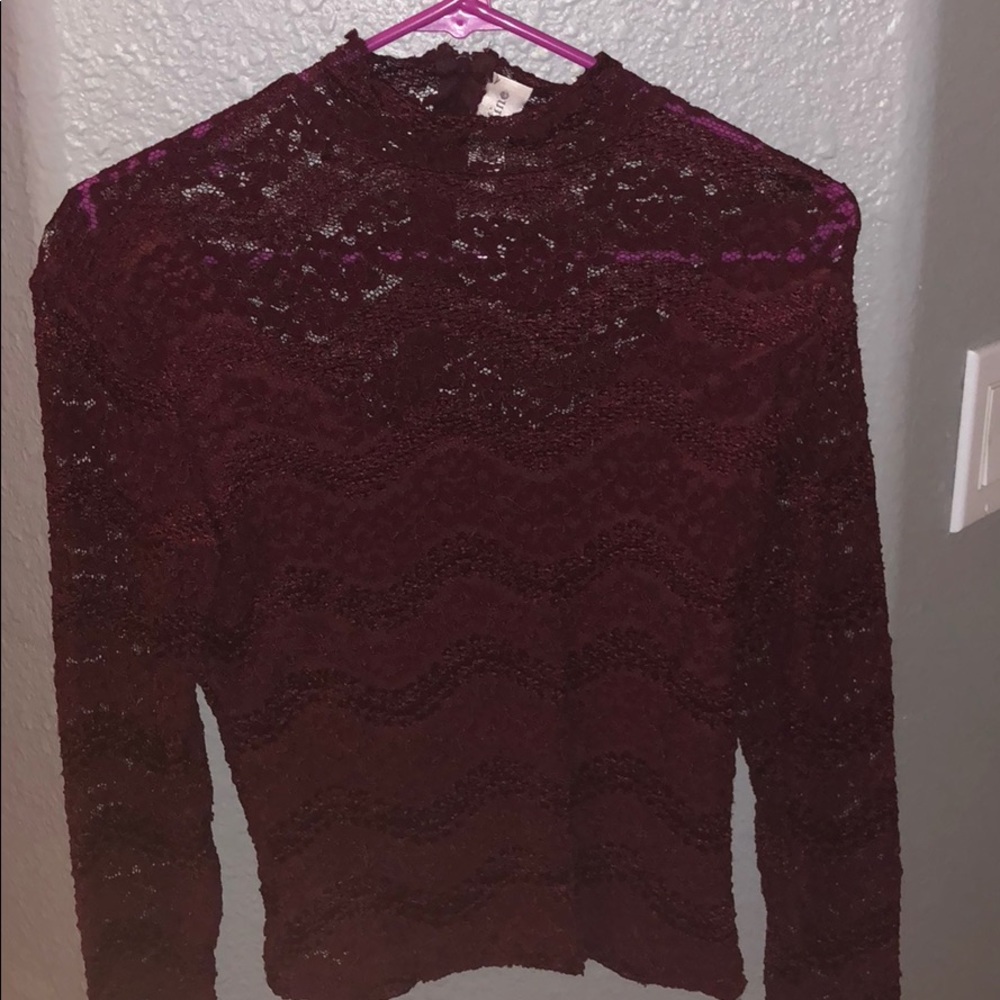 Dark red lace long sleeve